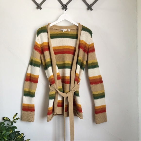 Vince Sweaters - Vince Retro Striped Belted Cardigan
